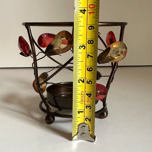 Metal Floral Votive Tealight Candle Holder with Yellow Votive Candle - Picture 12 of 12